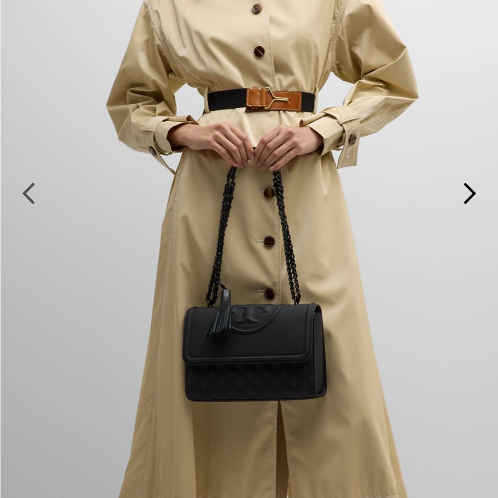 Tory Burch Matte Fleming Shoulder Bag Black